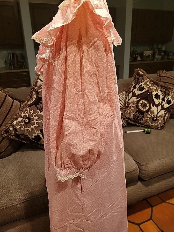 Camisón Gilligan O Malley Azul Vintage Talla L Floral Encaje Ribete Grannycore Foto 3 de 4