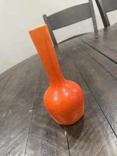 Royal Haeger  Pottery  Bulb Vase Red Orange Onion Bud Vtg MCM