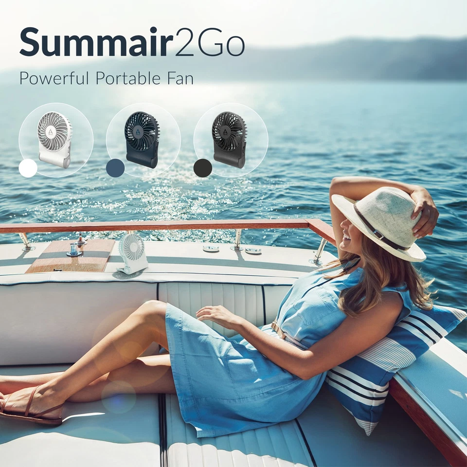 ARCTIC Summair 2Go White USB Mini Hand Fan Desk Portable 77 Hours Pocket Cooler - Image 2 of 4