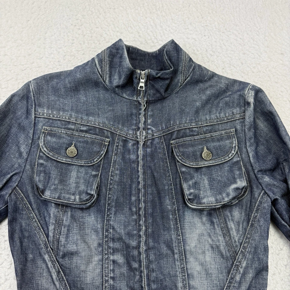 Chaqueta Jean Banana Republic Mujer Mediana M Azul Denim Cremallera Completa Manga Larga Foto 3 de 4