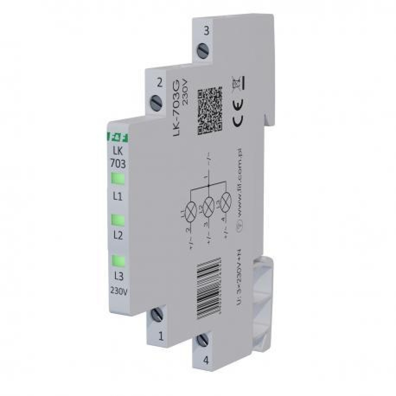 Module Light 3 Phase Green LED Slim 1/2 Module 230V LK-703G