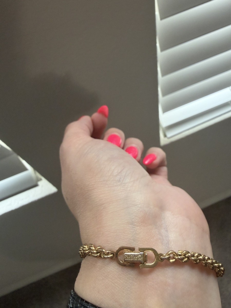 CHRISTIAN DIOR Gold Rope Bracelet with CD Clasp | eBay