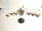 Vintage MINIATURE PORCELAIN TRANSFERWARE GRAPE MOTIF Wine SET JUG 6 Cups — photo 4