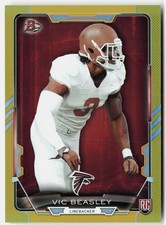 2015 Bowman Rookies Gold Vic Beasley Rookie #13 #/399 Atlanta Falcons SN,RC
