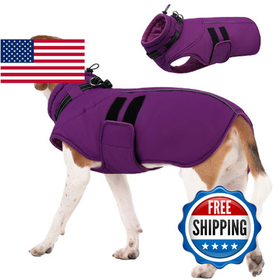 IECOii Winter Dog Coats for Large Dogs, Dog Snow Jacket with Built in Collar & R
