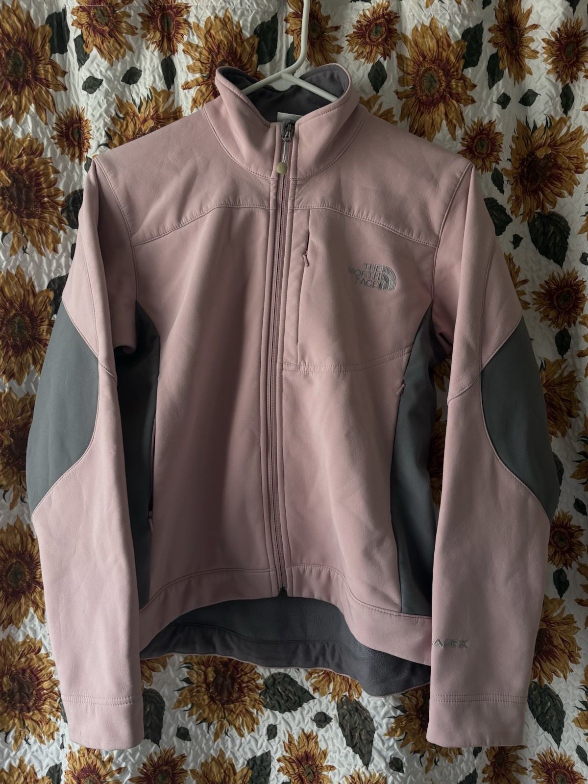 The North Face Apex Women's Pink Gray Softshell Jacket Zipper Collared S/P