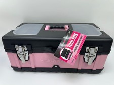 Pink Tool Box for Women – 18" Portable Locking Tote Chest for Tools & Craft Kits