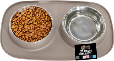 Feeding Mat Bowl Set, 100% Waterproof BPA Free Silicone Base, 304 Stainless Stee