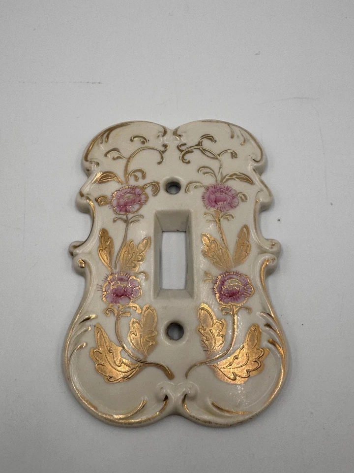 De Colección Arnart Creation Porcelana Rosa Oro Rosa Borde Luz Interruptor Cubierta Placa Japón Foto 2 de 4