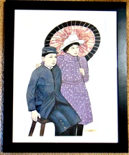 Original Painting "Portrait of Albert Einstein his sister Maja " - M. L'Heureux