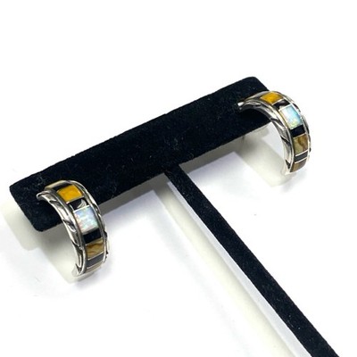 Sterling Silber Creolen Opal, Tigerauge, schwarzer Onyx in Sterlingsilber