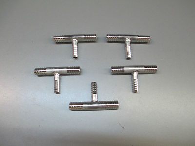 (5) 3/8'' x 3/8'' x 1/4'' BARB TEES STAINLESS FITTINGS