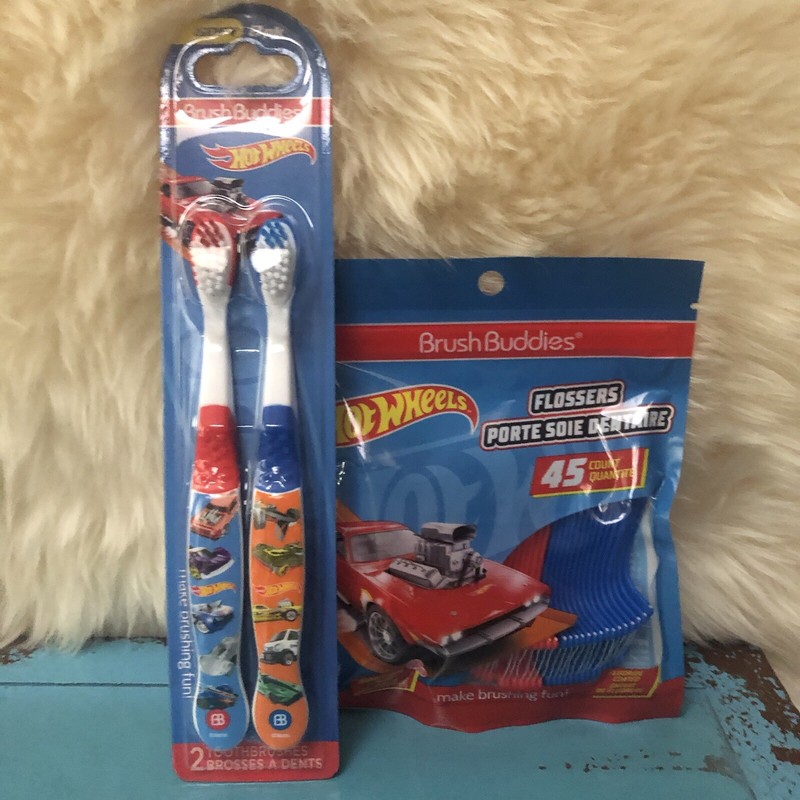Brush Buddies Hot Wheels Soft 2 Pack And Hot Wheels Flossers ( 45ct)