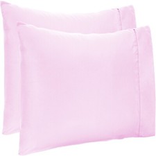 4 PCs Pillow Case Set 600 TC Egyptian Cotton Pink Solid Queen Size