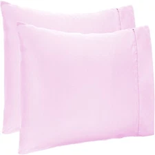 4 PCs Pillow Case Set 1200 TC 100% Cotton Pink Solid Queen Size