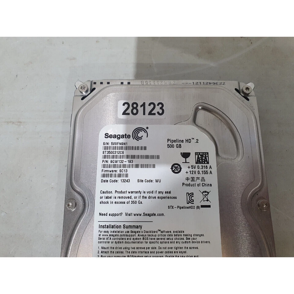 Seagate Pipeline HD.2 ST3500312CS 3.5" Hard Disk Drive 500GB 5900-RPM SATA 3Gb/s - Image 2 of 4