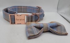 Plaid Dog Collar with Bow by Unique Style Paw Size: Med. New