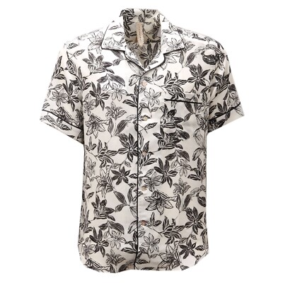 4128AE camicia uomo DNL off white/black print short sleeve shirt man