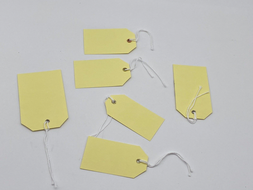Set Of 6 Tags Luggage Labels Home Office School Thick Paper Painted - Picture 7 of 12
