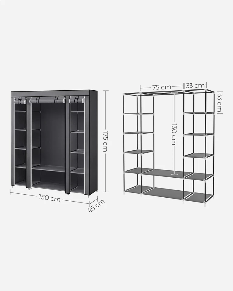 Tragbarer Kleiderschrank Platzsparender Modularer Kunststoffschrank mit Türen - Bild 3 von 4