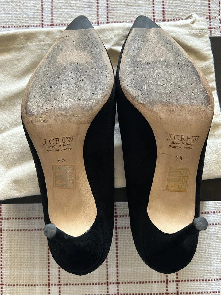J. Crew Women’s Elsie Suede, Black High Heel Pumps, Size 9.5 Made in Italy - Image 4 of 4