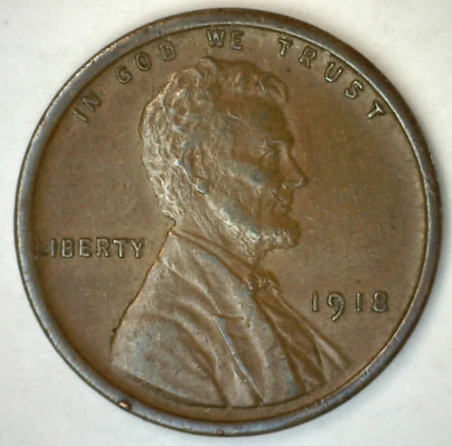 1918 Lincoln Wheat Cent Coin 1c US Penny Extra Fine Circulated Philadelphia Mint