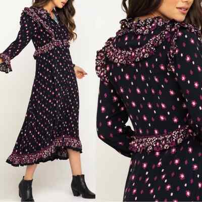 free people calico skies midi dress Free People Calico Skies Midi Dress - Black Combo