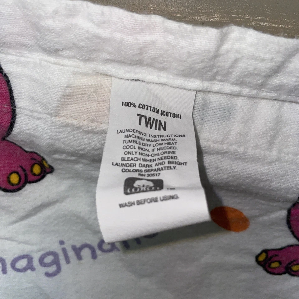 Sábana bajera vintage 1992 Lyons Group Barney dinosaurio cama doble 70x86 Foto 4 de 4