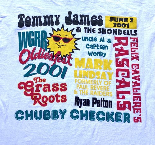 Vtg Y2K Oldiesfest 2001 T Shirt Chubby Checker Tommy James & Shondells Concert M