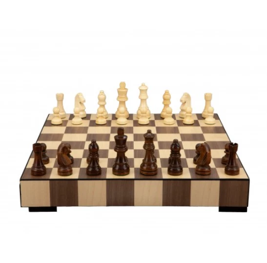 Dal Rossi Chess Set Wooden Inlaid Box w/ drawer - 14 inch board - New Product
