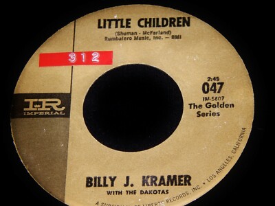 Vintage Record, BILLY J KRAMER W/ THE DAKOTAS: LITTLE CHILDREN, 1964,45 rpm,Rock