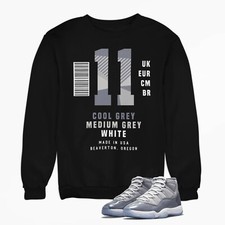 Sneaker Box Label Sweatshirt to Match Air Jordan 11 Cool Grey CT8012-005