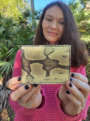 Ball Python Wallet Men Billfold snake skin Original Slim Pocket Brown interior
