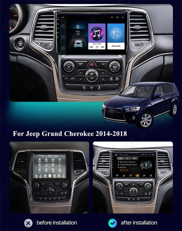 For 2014-2018 Jeep Grand Cherokee Stereo Radio GPS Head Unit 9 inch Android 10.1 - Image 3 of 4