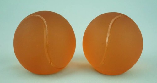 La Murrina Pair paperweights Murano glass sandblasted orange Tennis balls 1900 - Picture 5 of 24
