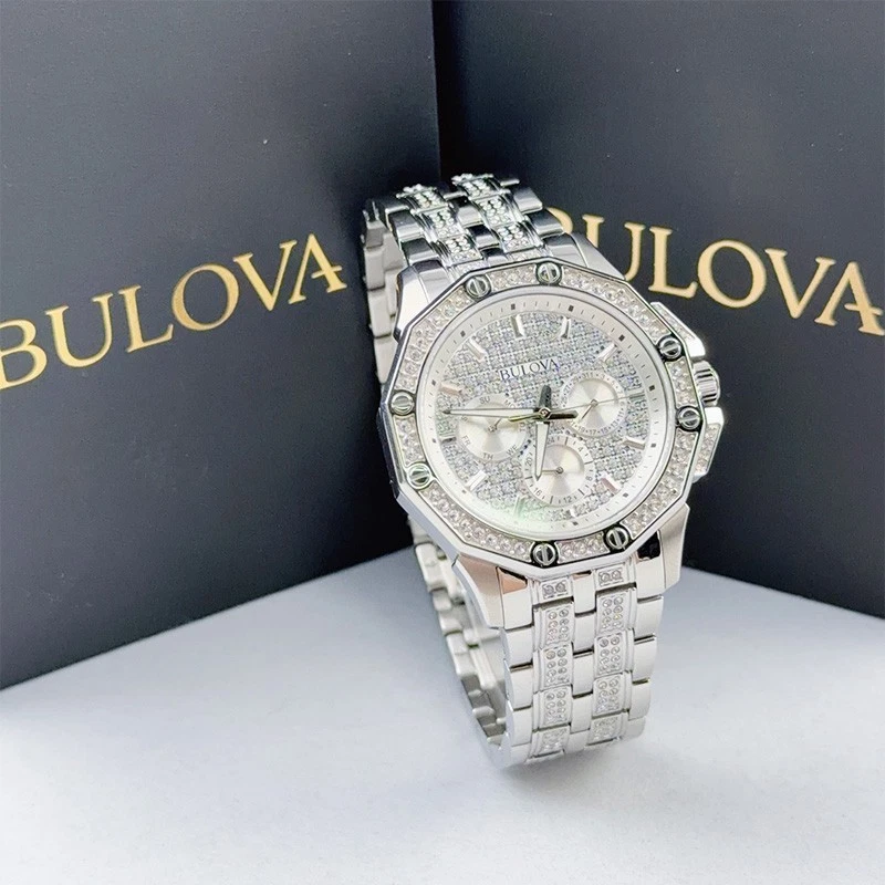 Bulova Octava 96C134 Crystal White Dial Silver Men's Quartz Watch