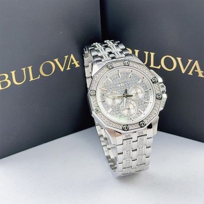 Bulova Octava 96C134 Crystal White Dial Silver Men's Quartz Watch