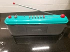 80's POP ART, Vintage  Green Stereo boombox  Radio Cassette  Sharp QT-F40