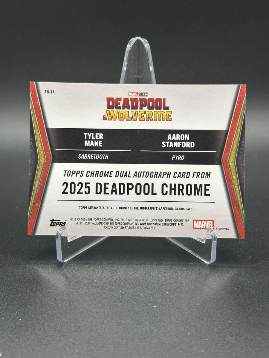 2025 Topps Chrome Deadpool Sabretooth Pyro Dual Auto Orange 