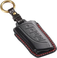 Leather Car Key Fob Cover for Lexus 2021-2025 RX 350 ES Compatible N Black