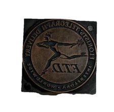 Rare VintageFTD Copper Stamp Block Advertising FTD Floral Florists Stamp