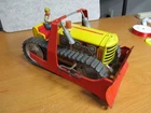 1940'S VINTAGE MARX TIN LITHO WIND UP CATERPILLAR BULLDOZER  W/DRIVER -WORKS!!!