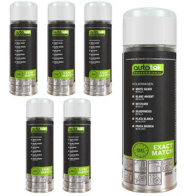 Autotek Volkswagen weiß silber schnelltrocknender Aerosol-Sprühlack 300 ml x6