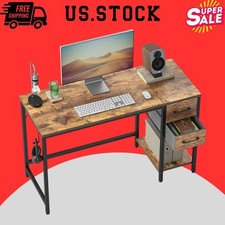 40" Computer Desk with 2 Drawers - Small Home Office Writing Table, Light Brown