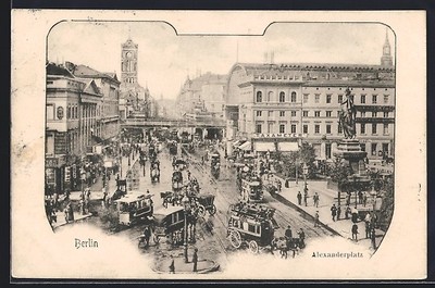 Ansichtskarte Berlin, Alexanderplatz mit Kutschen 1906 