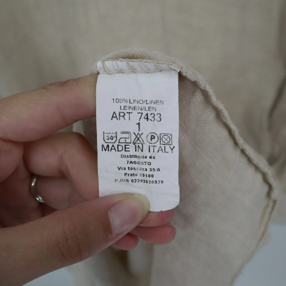 Vestido midi italiano de lino para mujer 1X beige relajado boho minimalista costero resort Foto 4 de 4