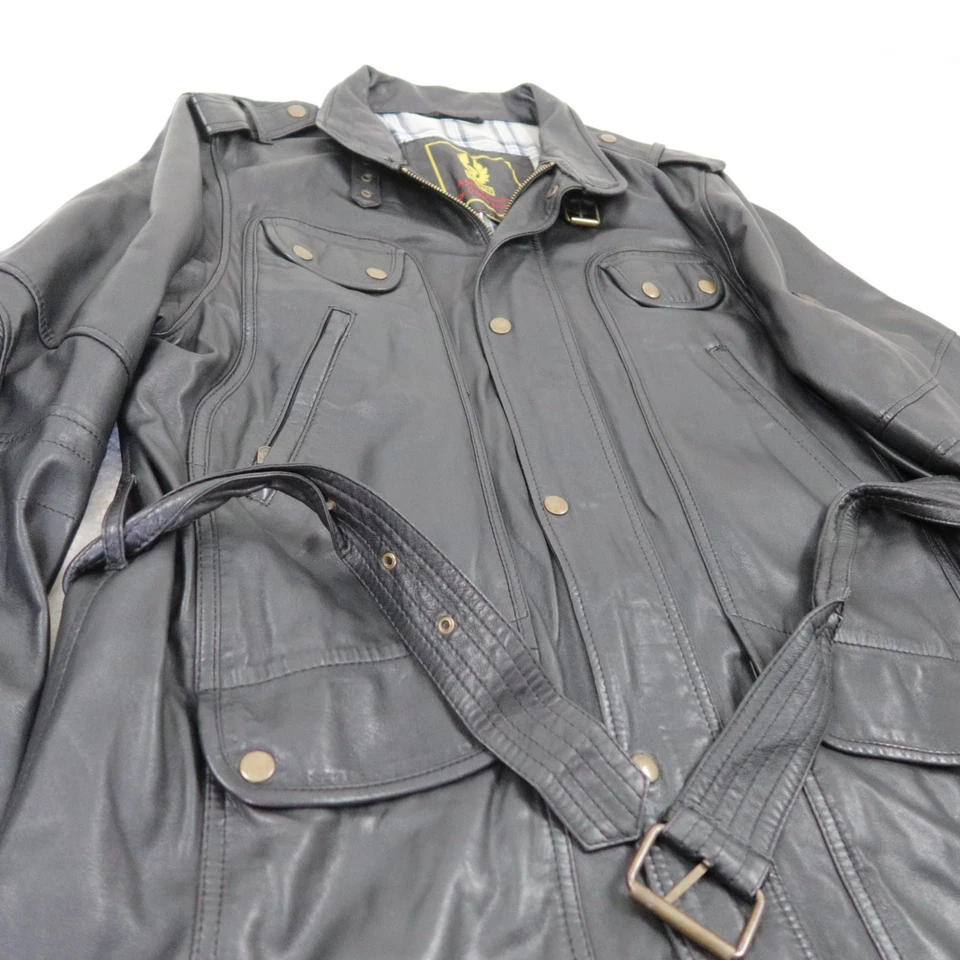 Vintage Belstaff Lederjacke Herren Gr. XL Biker Trenchcoat Malenotti Albatross - Bild 4 von 4