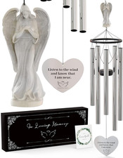 Angel Memorial Wind Chimes for Loss of Loved One - 34" Large Sympathy Wind Chime