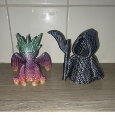 2x Dragon Figurines Ornaments – Multicolour Dragon & Black/Gold Dragon