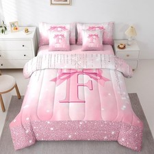 Kids Comforter Set Full Size Pink Bowknot 7 Pieces Bedding Sheets Feelyou Boys